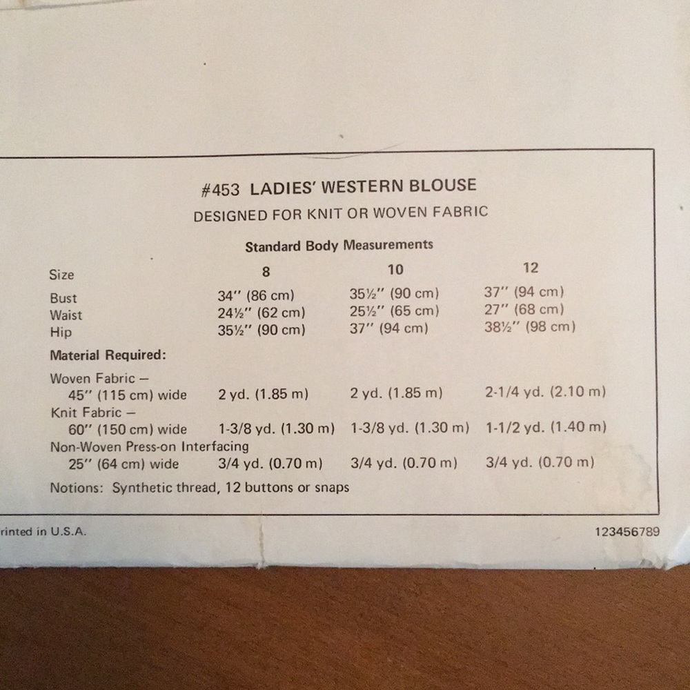 💥3/20💥Kwik Sew Pattern Laddies’ Western Blouse #453 - Picture 4 of 5